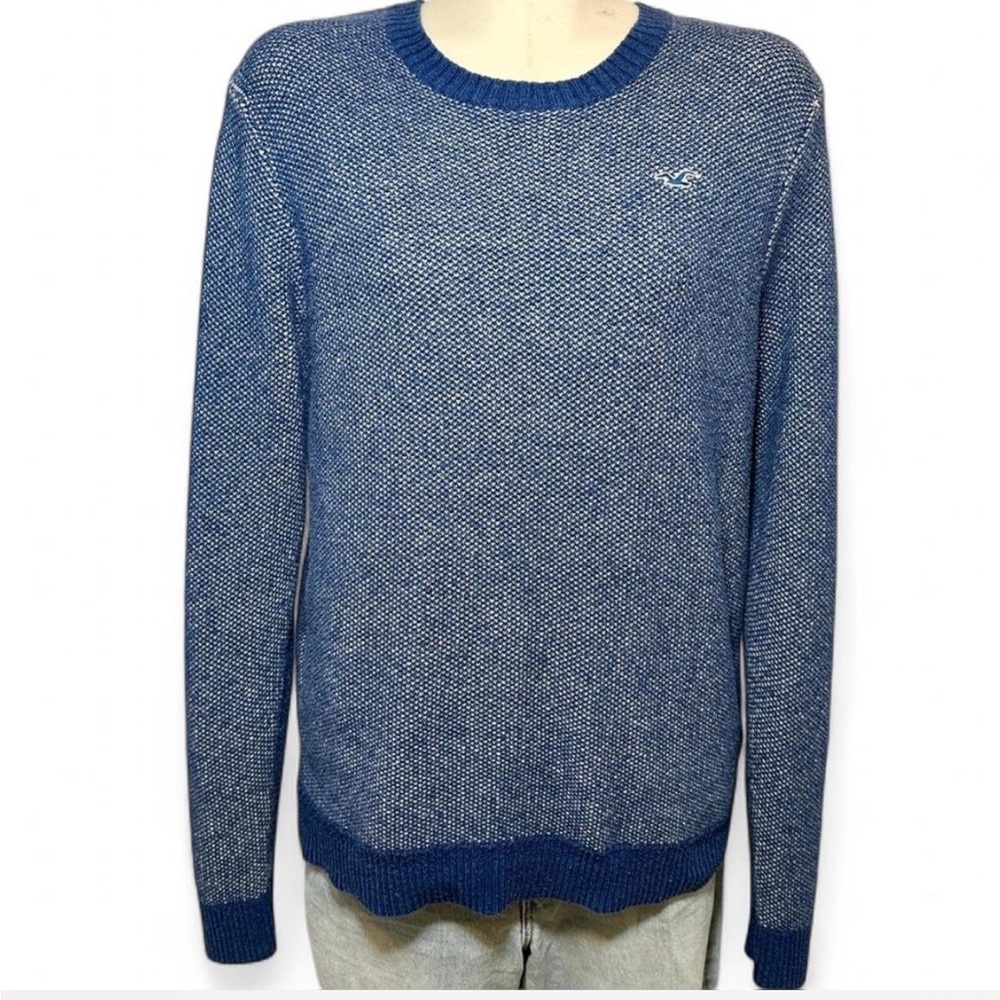 HOLLISTER Men’s Blue Marled Knit Crewneck Sweater Large